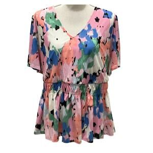 New Ava & Viv Multicolor Spring Floral Top XXL
